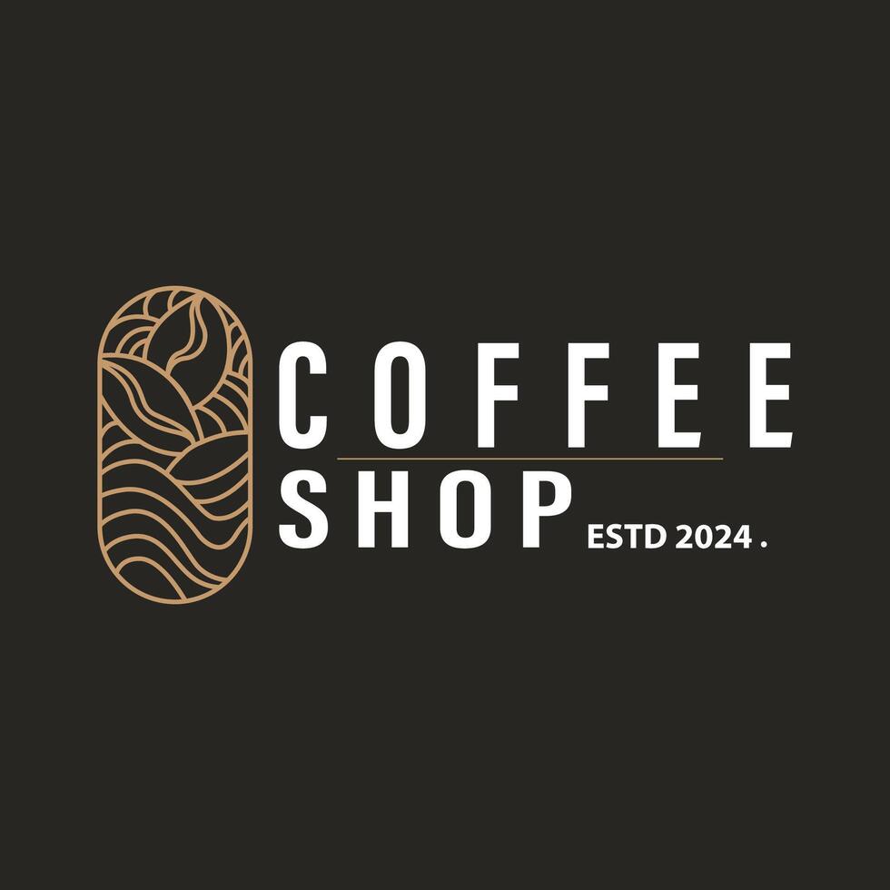 Simple caffeine drink coffee logo design cafe business coffee beans, bar, restaurant vintage model vector