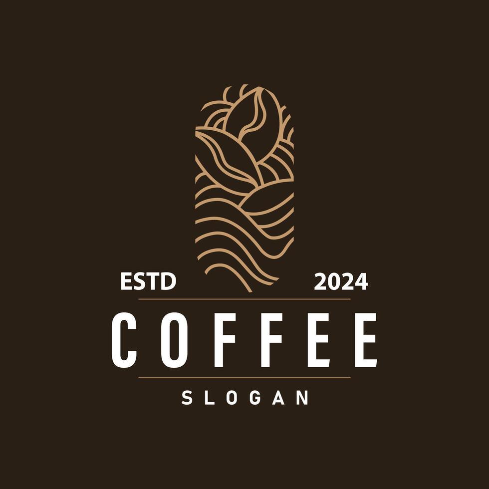 Simple caffeine drink coffee logo design cafe business coffee beans, bar, restaurant vintage model vector