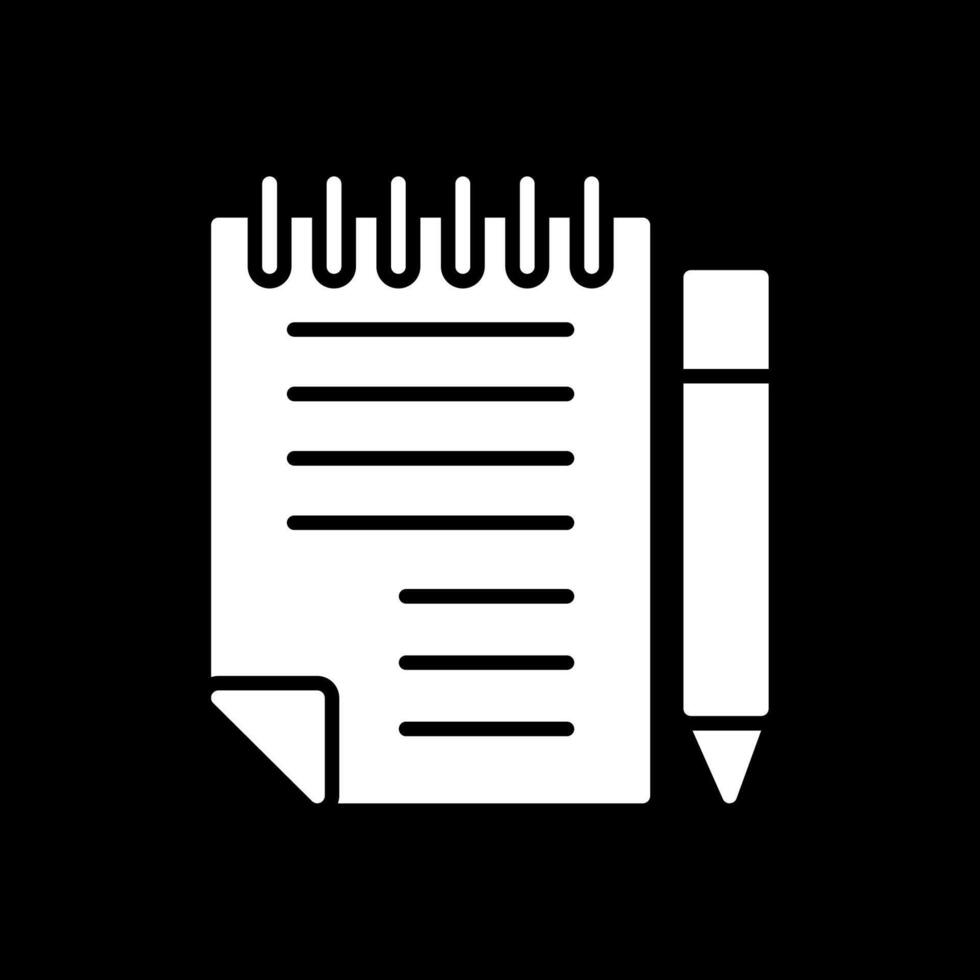 Note Pad Glyph Inverted Icon Design vector