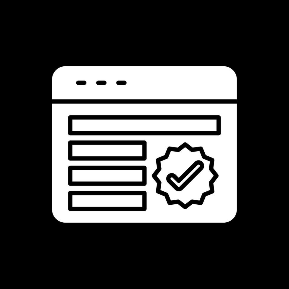 Approved Glyph Inverted Icon Design vector