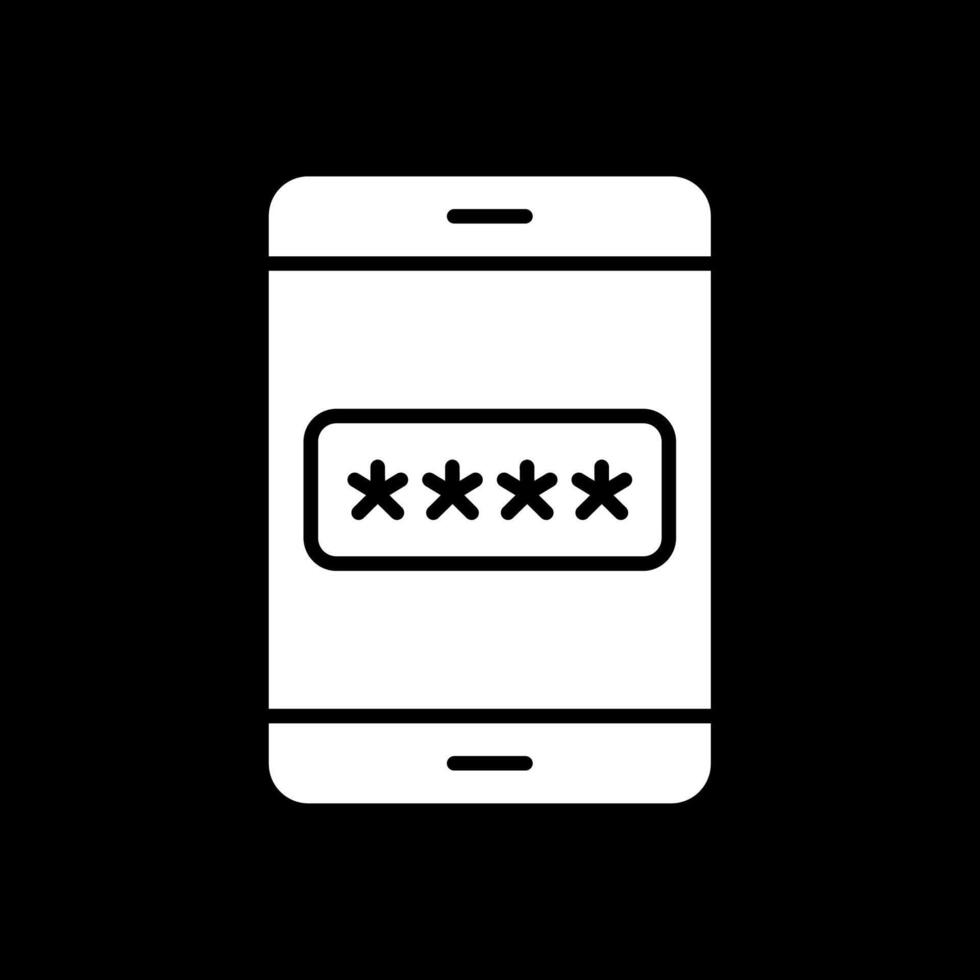 Password Glyph Inverted Icon Design vector