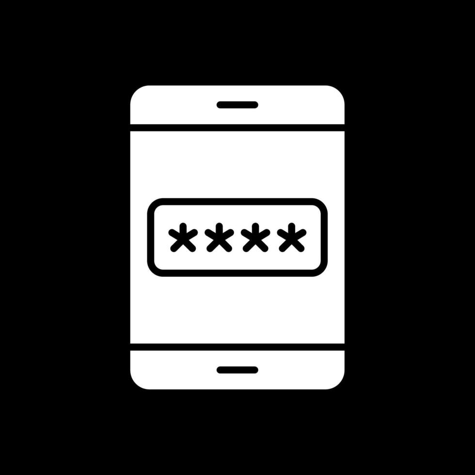 Password Glyph Inverted Icon Design vector