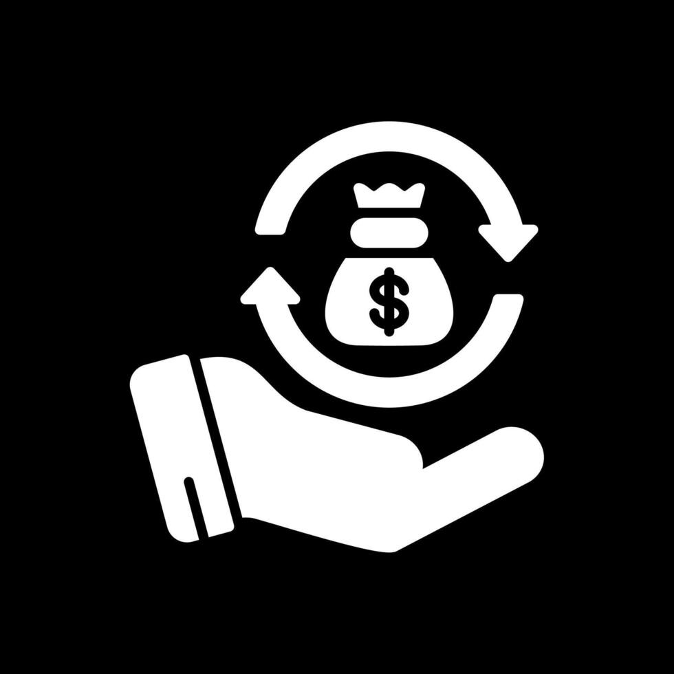 Money Back Glyph Inverted Icon Design vector