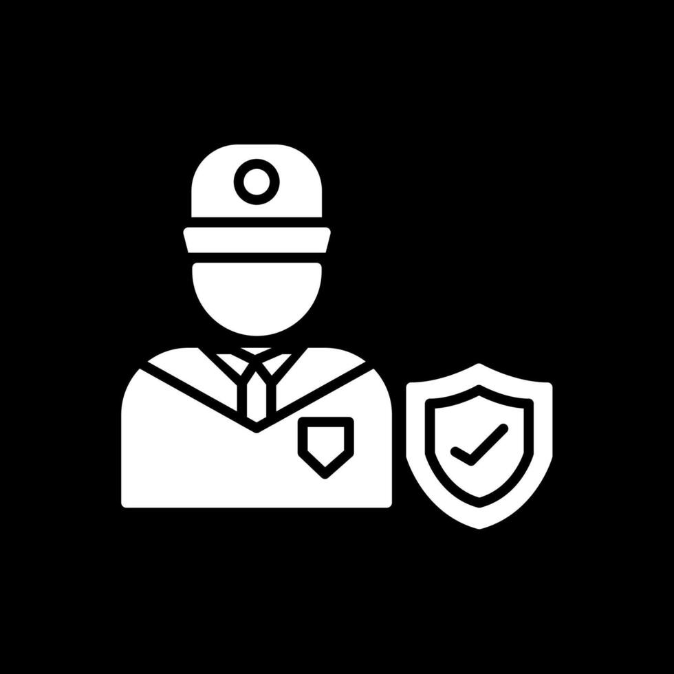 seguridad oficial glifo invertido icono diseño vector