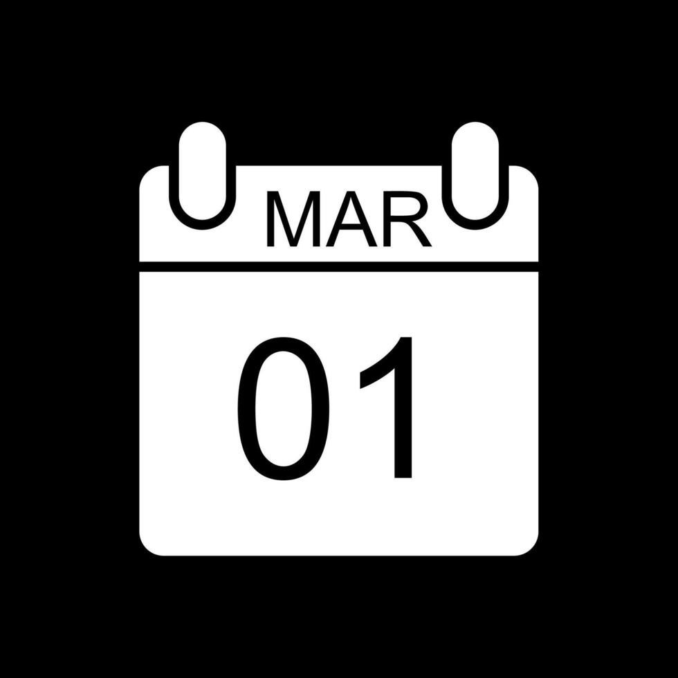 marzo glifo invertido icono diseño vector