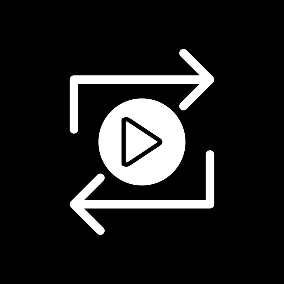 Replay Glyph Inverted Icon Design vector