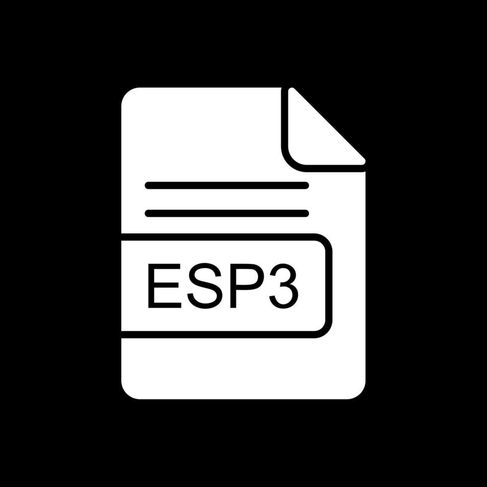 ESP3 File Format Glyph Inverted Icon Design vector