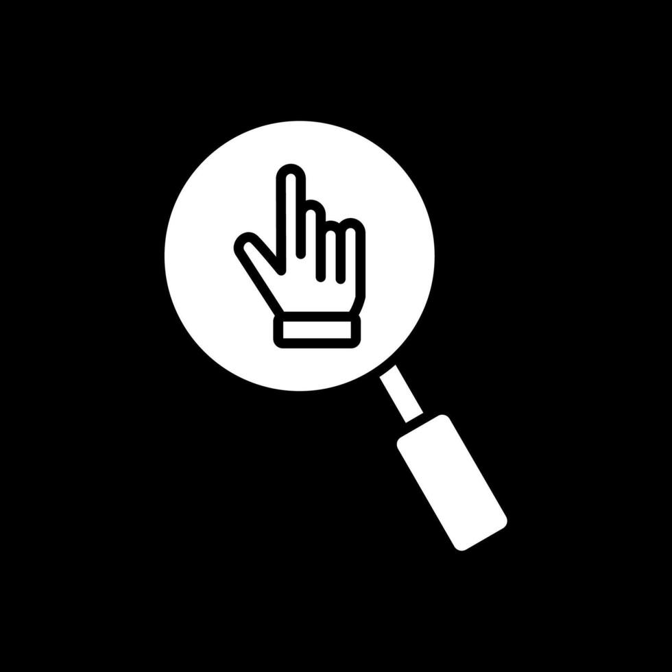 Hand Search Glyph Inverted Icon Design vector