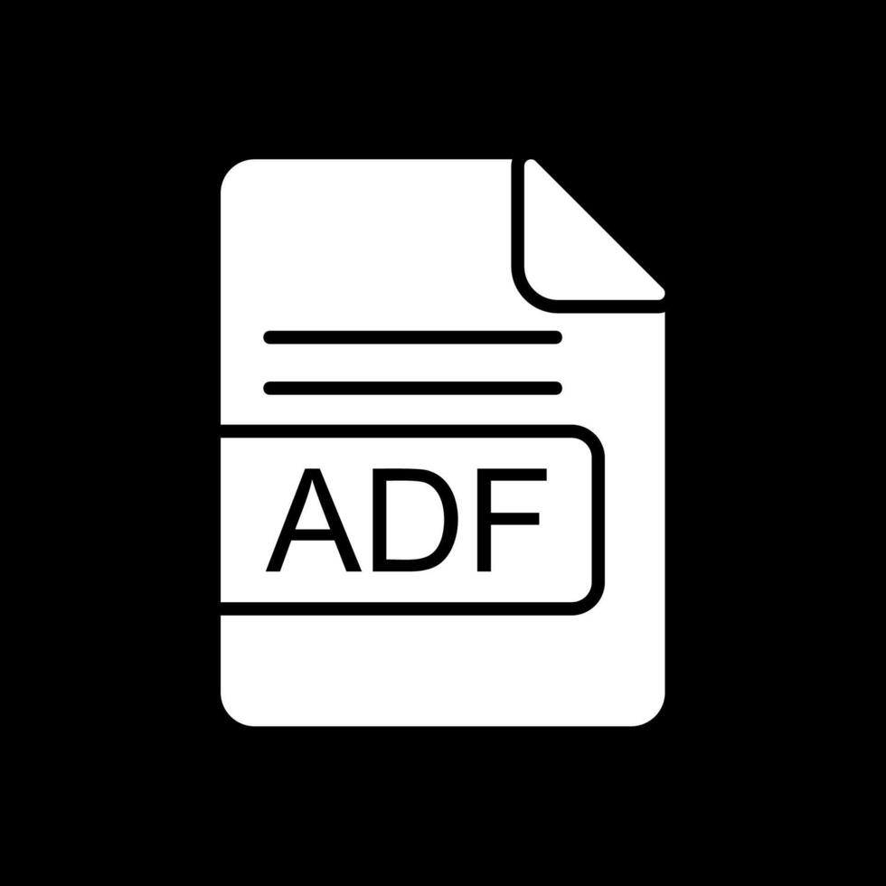 adf archivo formato glifo invertido icono diseño vector