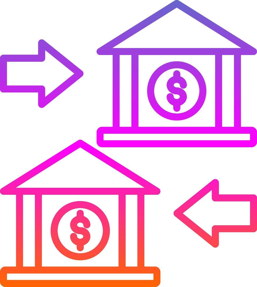 Bank to Bank Line Gradient Icon Design vector