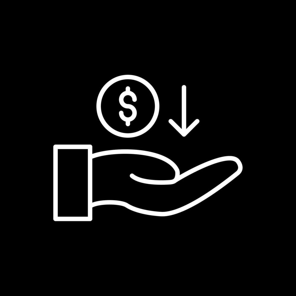 recibir dinero línea invertido icono diseño vector