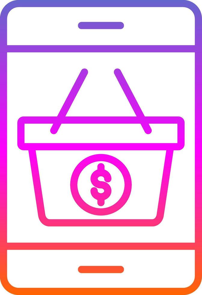 móvil compras línea degradado icono diseño vector