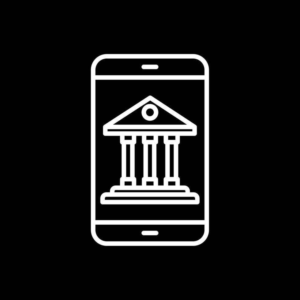 Mobile Banking Line Inverted Icon Design vector