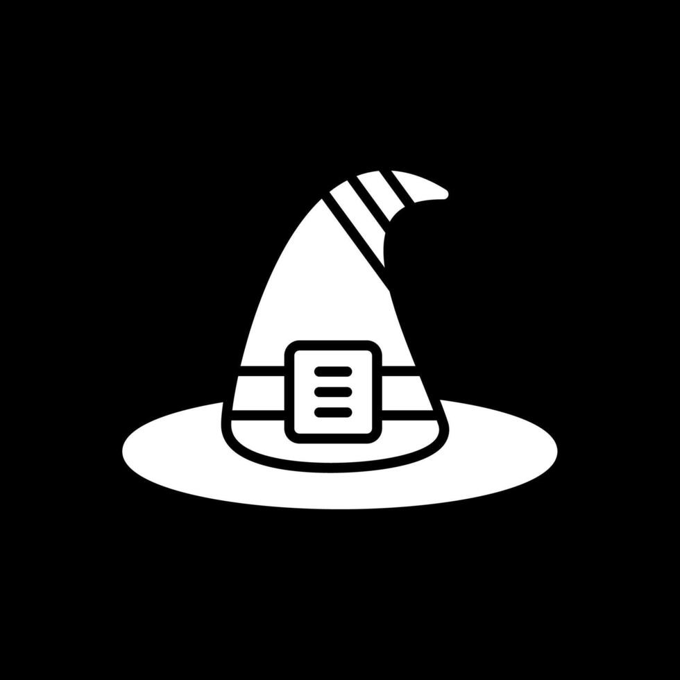 bruja sombrero glifo invertido icono diseño vector