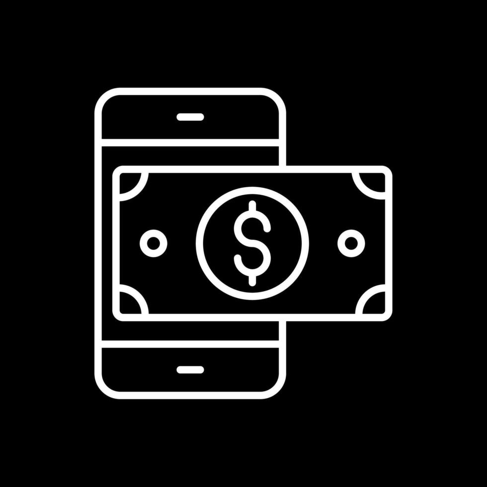 móvil dinero línea invertido icono diseño vector