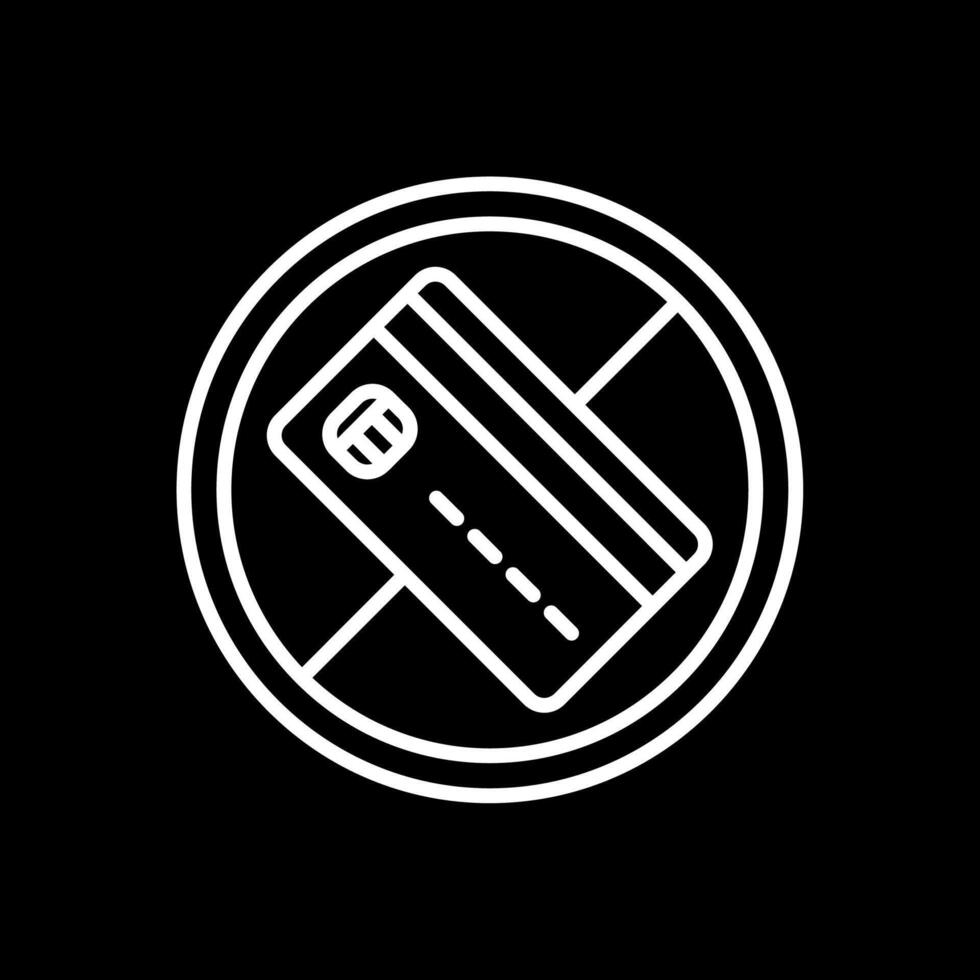 No Credit Card Line Inverted Icon Design vector
