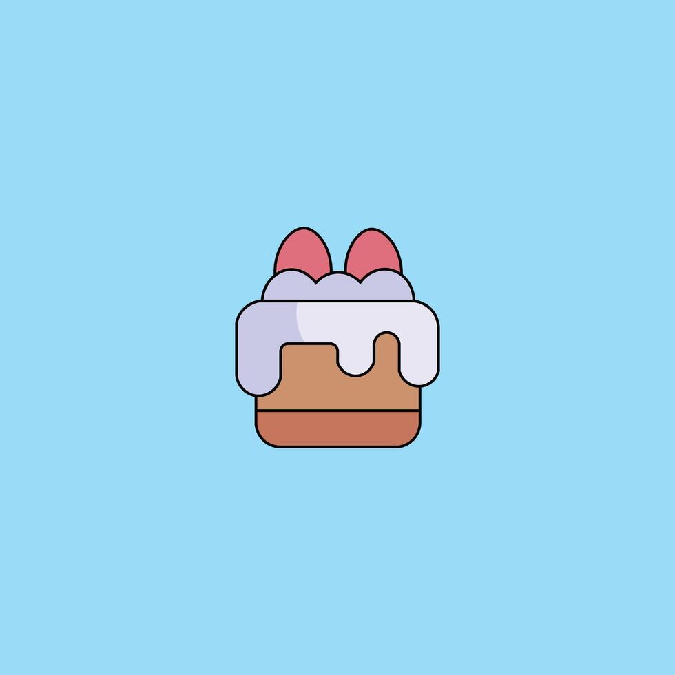 Small cake illustration, dessert flat illustration. vector