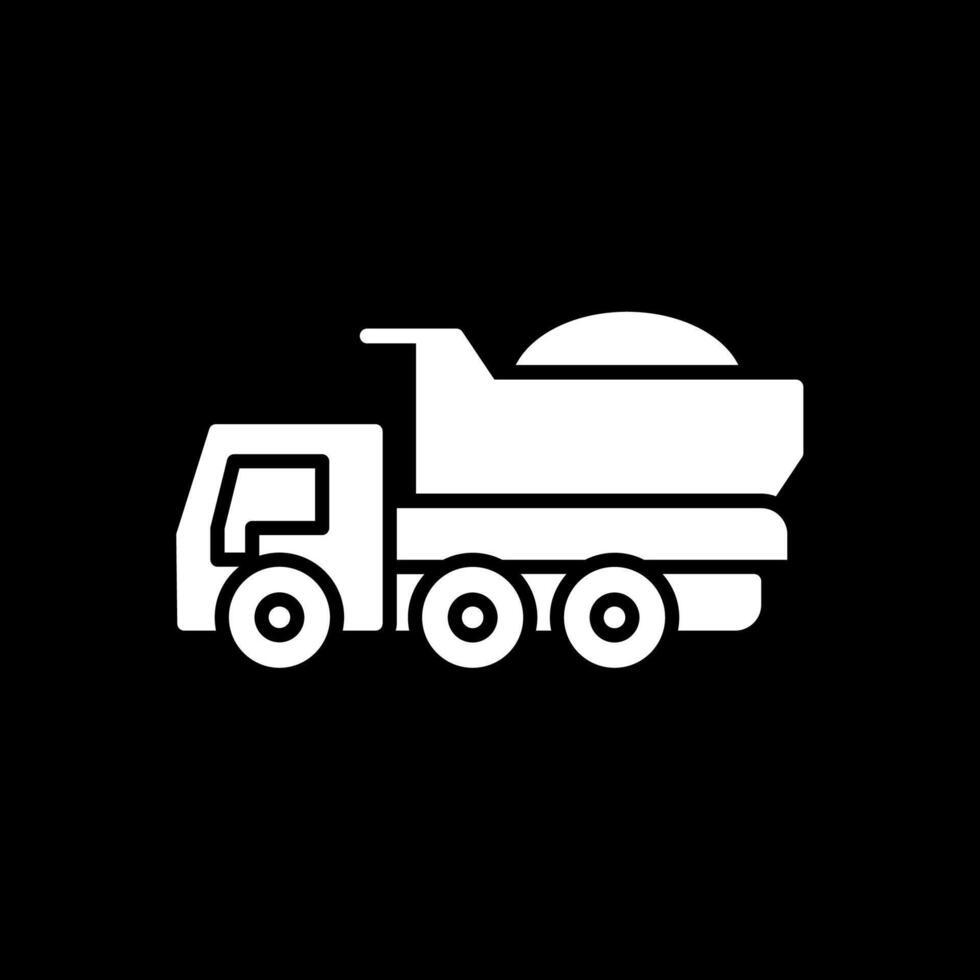 Dumper Truck Glyph Inverted Icon Design vector