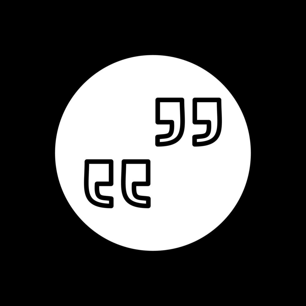 Quote Glyph Inverted Icon Design vector