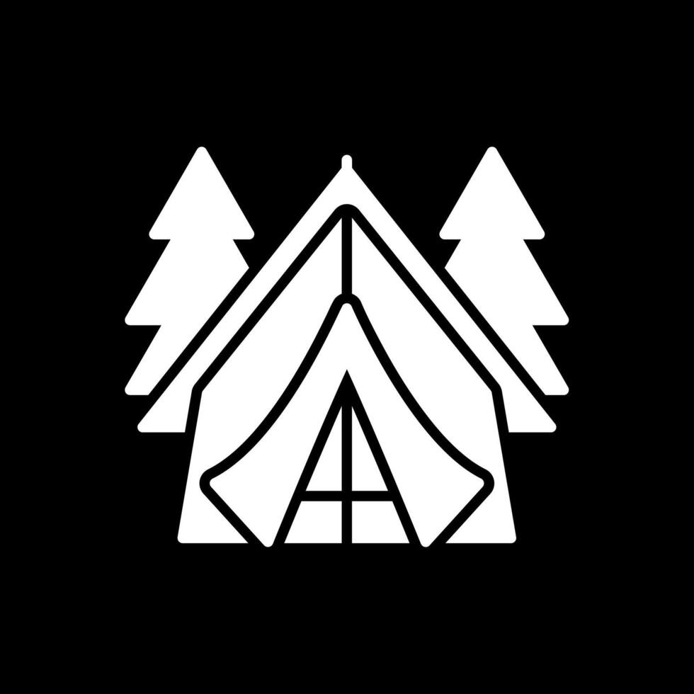 Tent Glyph Inverted Icon Design vector