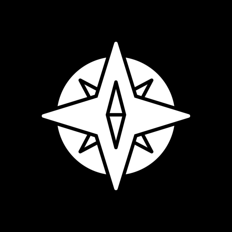 Compass Glyph Inverted Icon Design vector