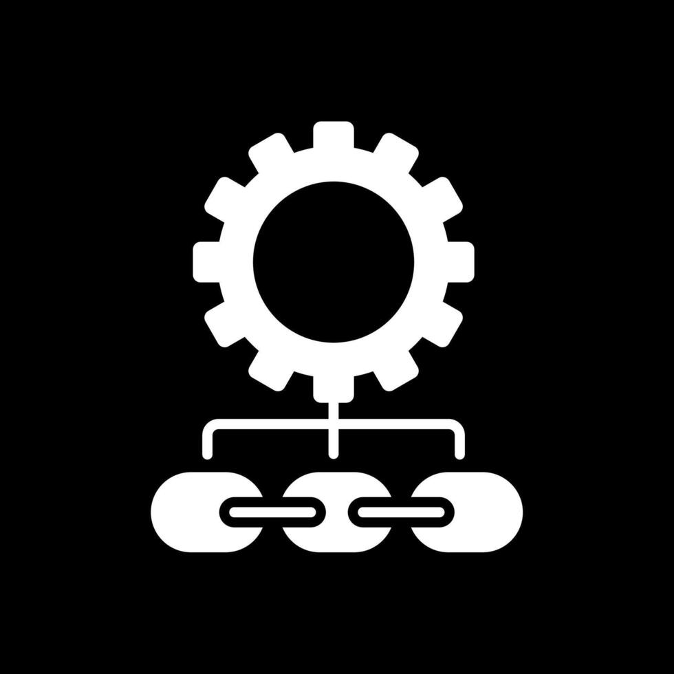 suministro cadena administración glifo invertido icono diseño vector