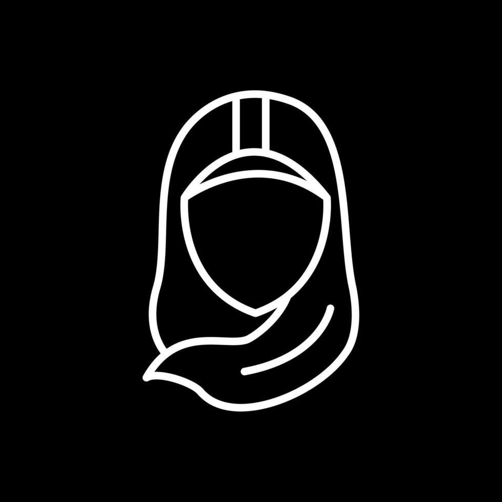 hijab línea invertido icono diseño vector