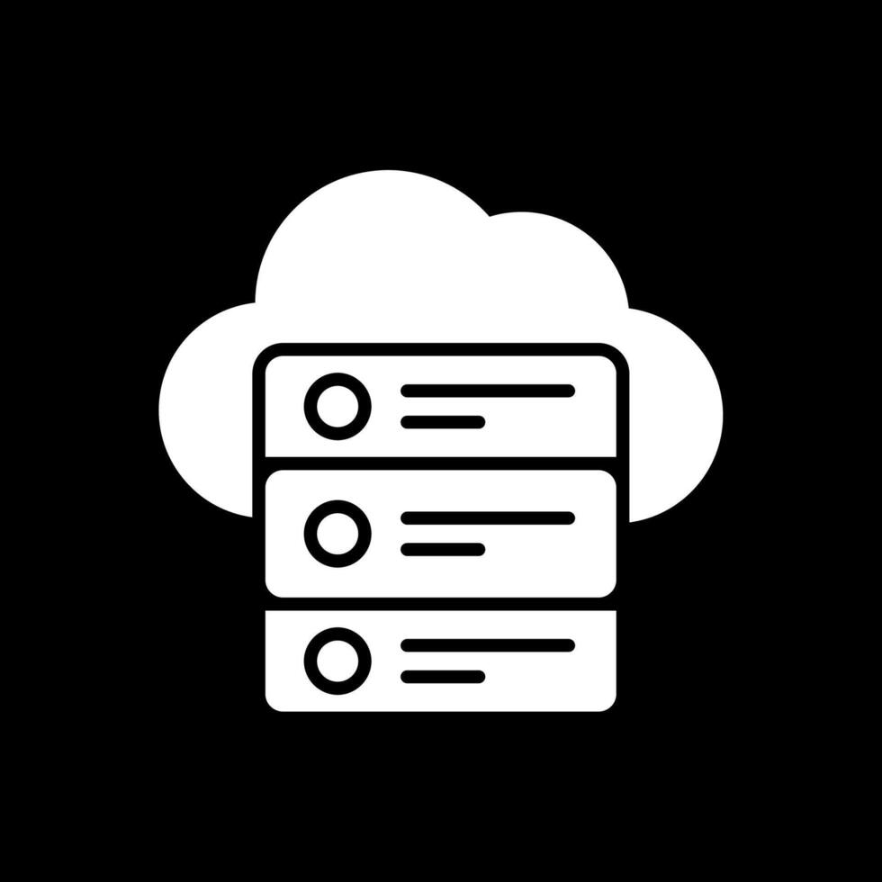 nube datos glifo invertido icono diseño vector