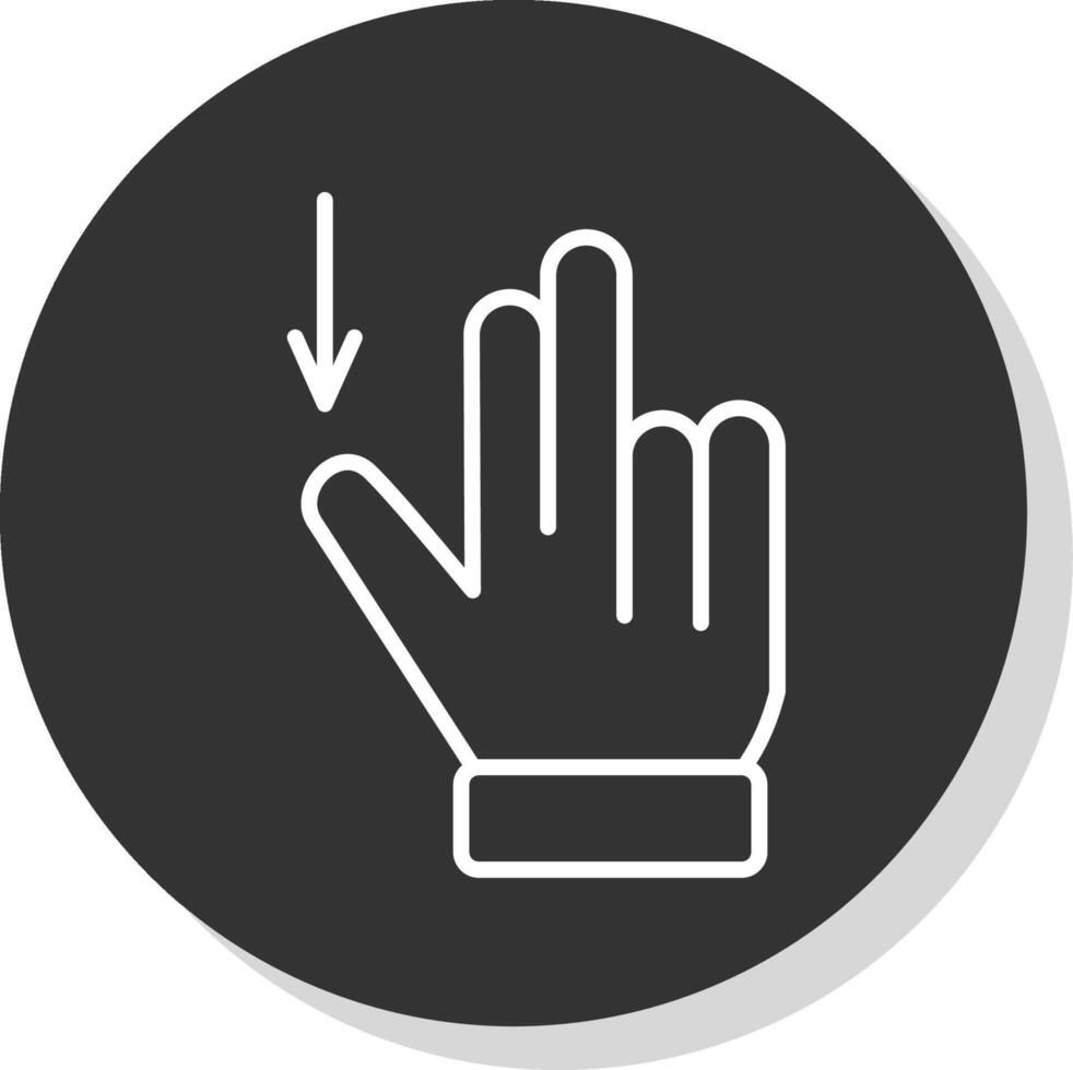 Two Fingers Drag Down Line Shadow Circle Icon Design vector