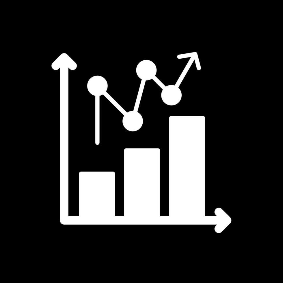 estadístico gráfico glifo invertido icono diseño vector