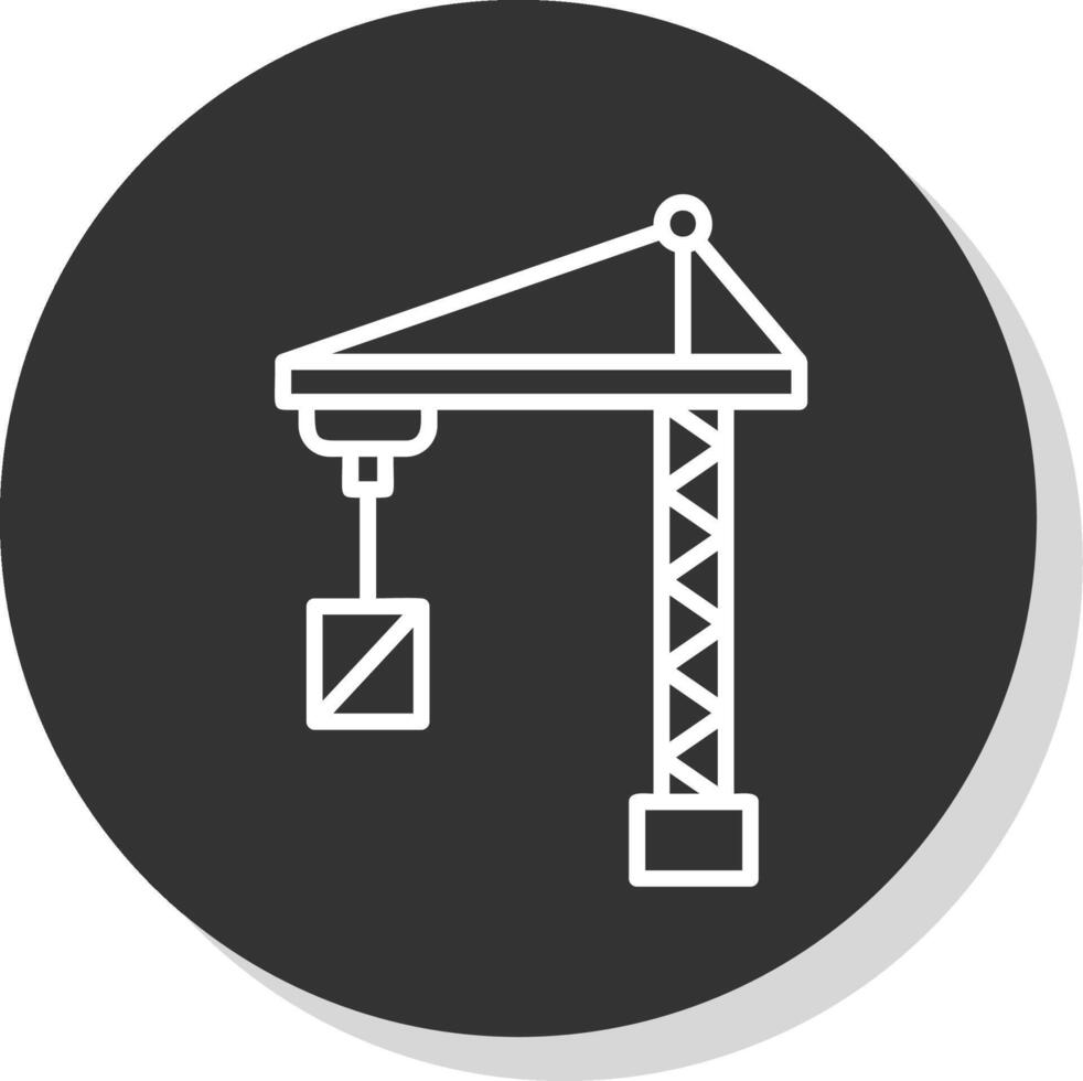 Port Crane Line Shadow Circle Icon Design vector