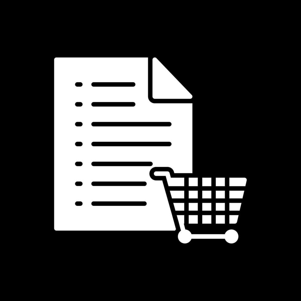 Shopping List Glyph Inverted Icon Design vector