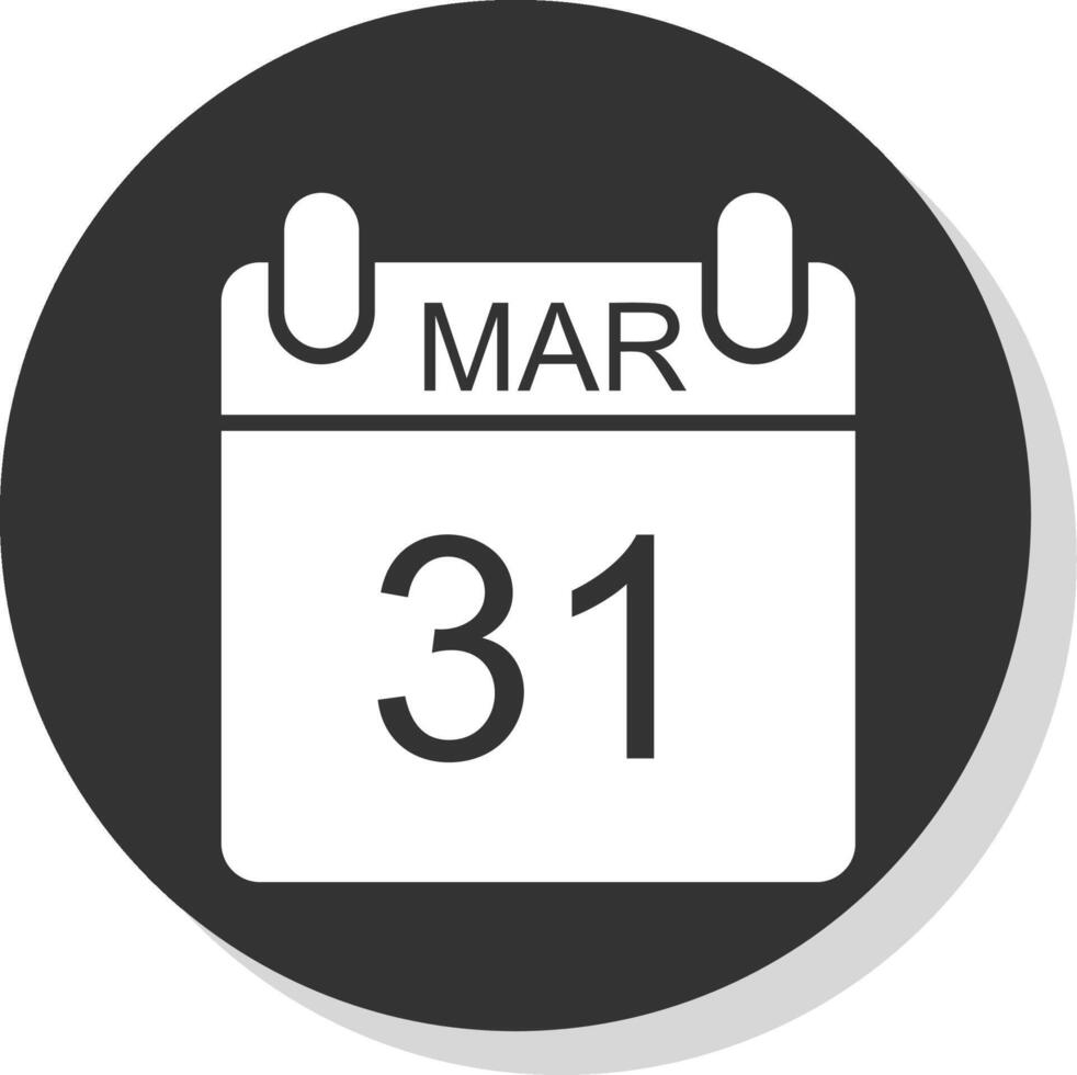 March Glyph Shadow Circle Icon Design vector