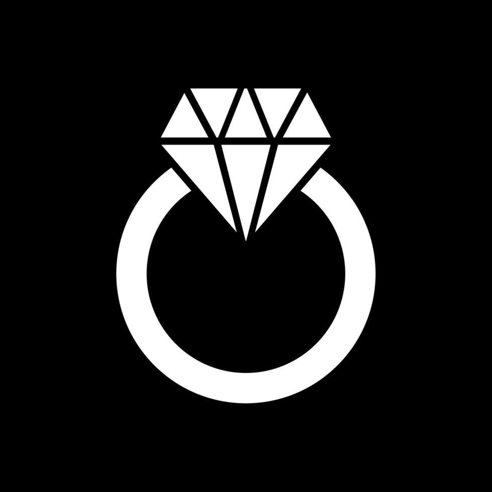 Diamond Ring Glyph Inverted Icon Design vector