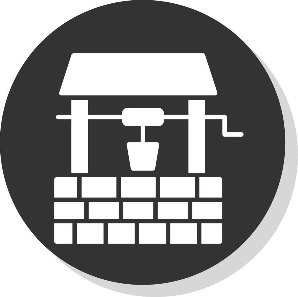 Water Well Glyph Shadow Circle Icon Design vector