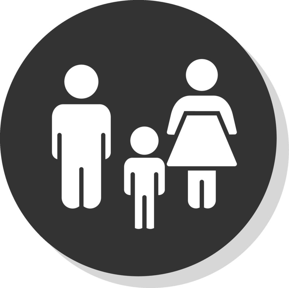 familia glifo sombra circulo icono diseño vector