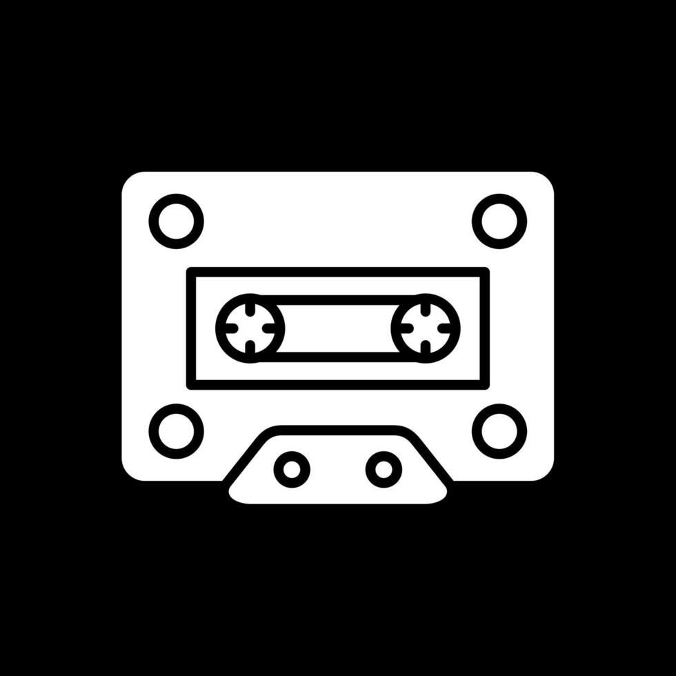 Cassette Glyph Inverted Icon Design vector