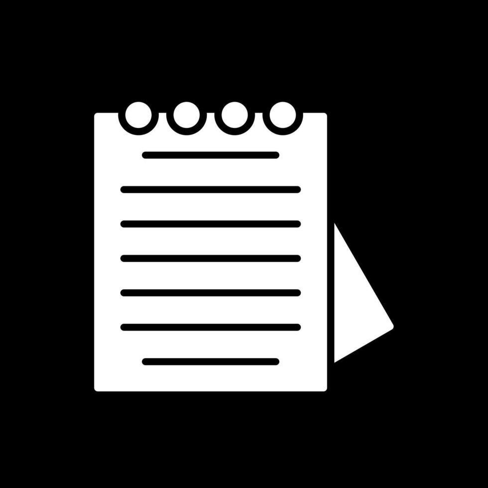 Notepad Glyph Inverted Icon Design vector