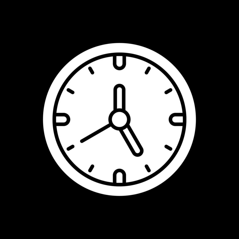 reloj glifo invertido icono diseño vector