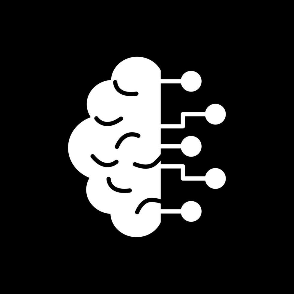 Brain Glyph Inverted Icon Design vector