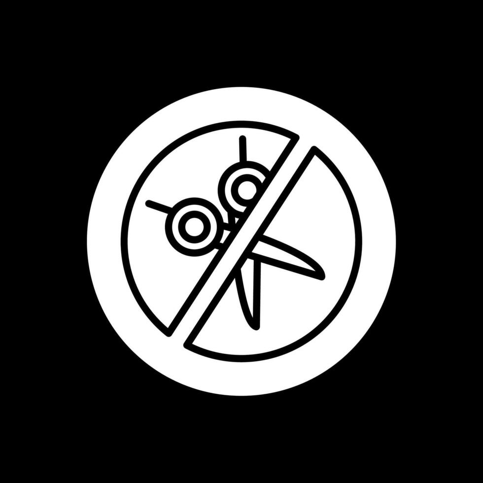 No Scissors Glyph Inverted Icon Design vector