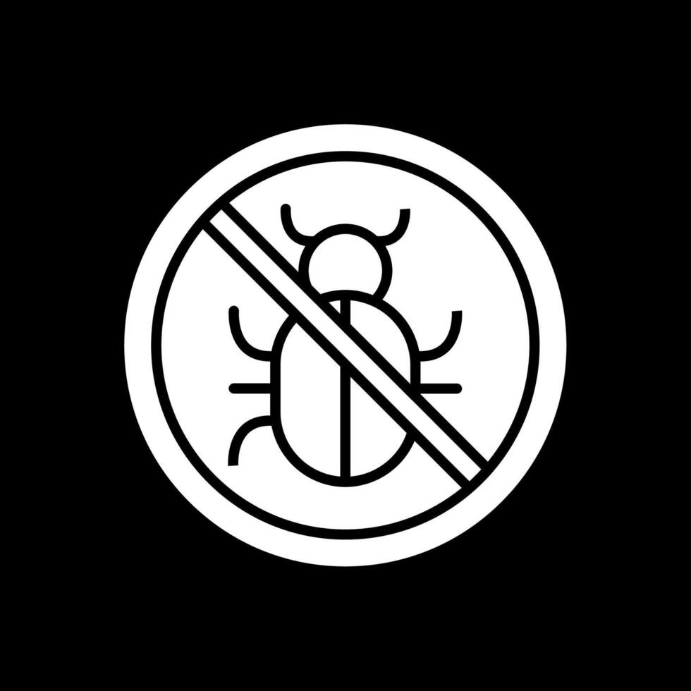 No Bug Glyph Inverted Icon Design vector