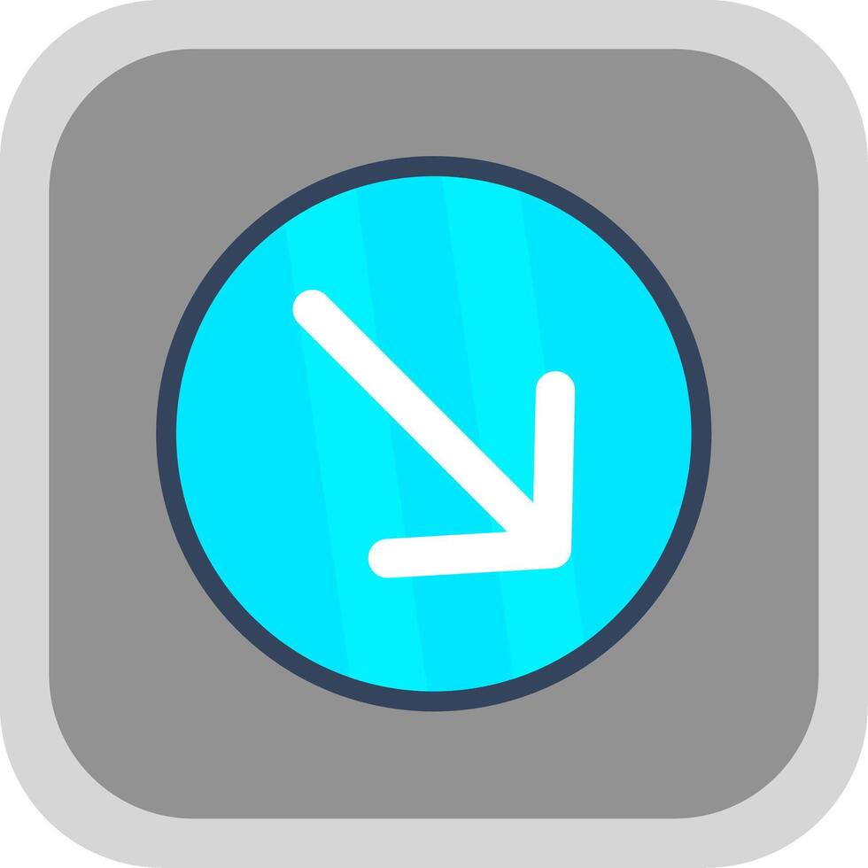 Down Right Arrow Flat round corner Icon Design vector