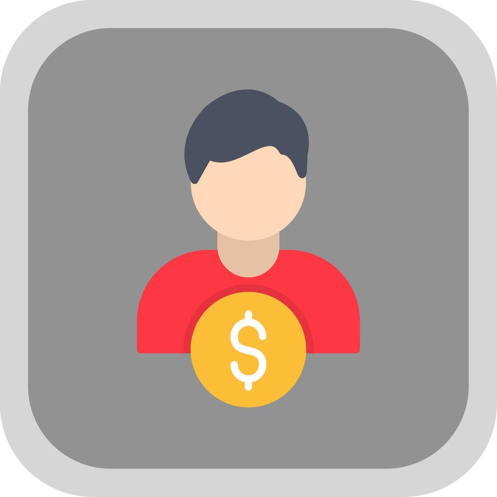 Business User Flat round corner Icon Design vector