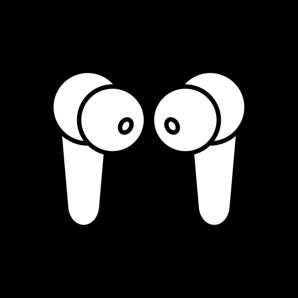 Earbuds Glyph Inverted Icon Design vector
