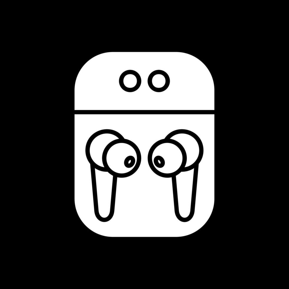 Earbuds Glyph Inverted Icon Design vector