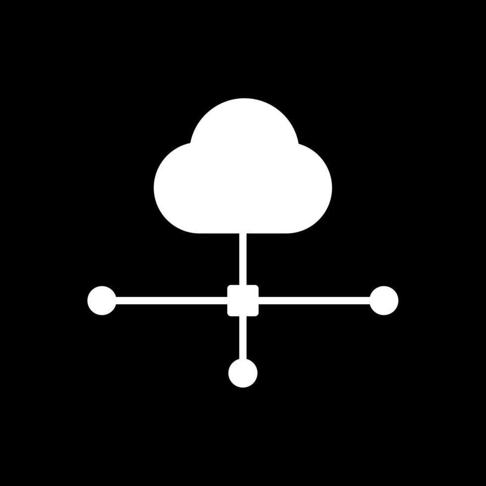 nube conexión glifo invertido icono diseño vector