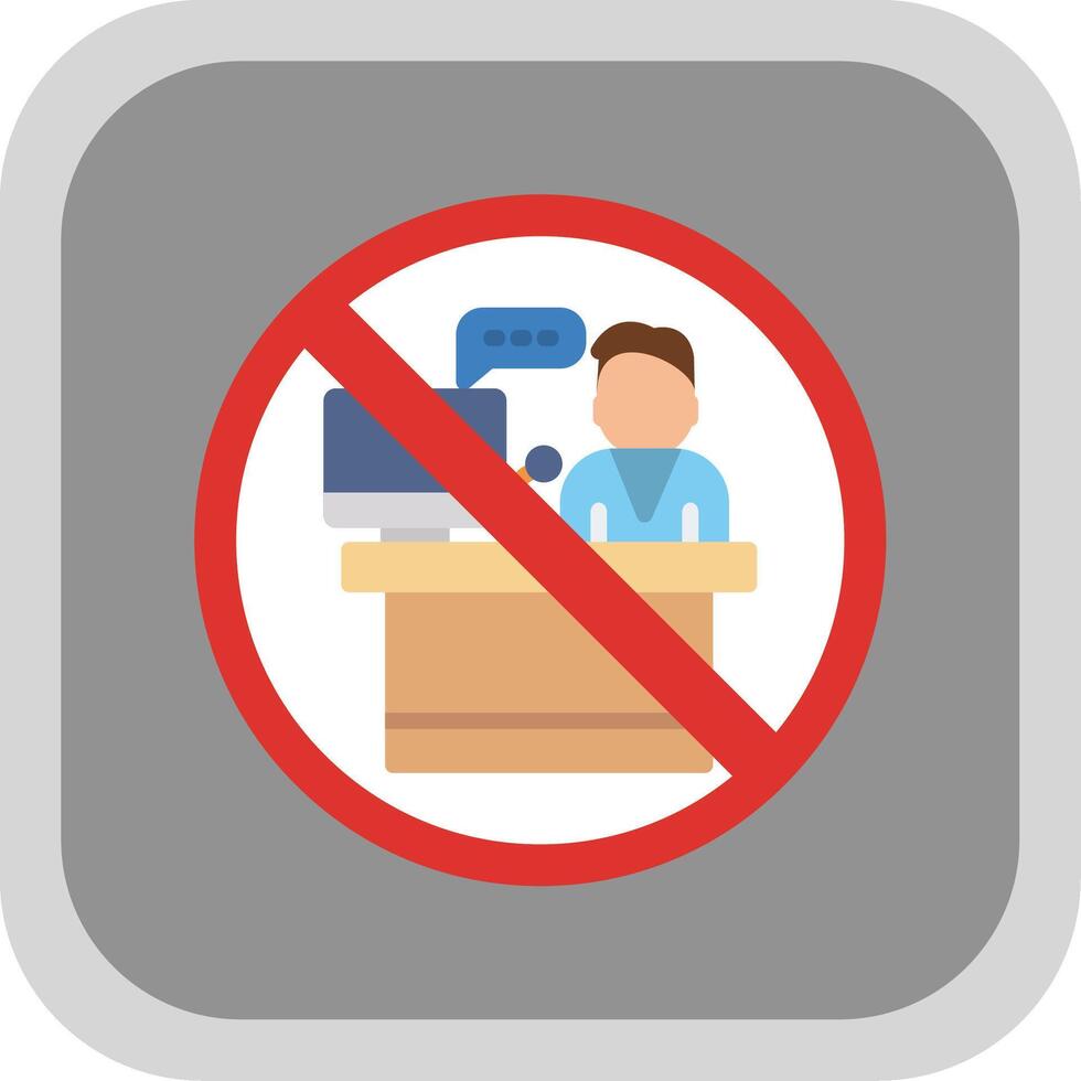 Prohibited Sign Flat round corner Icon Design vector
