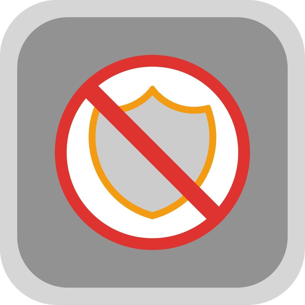 No Security Flat round corner Icon Design vector