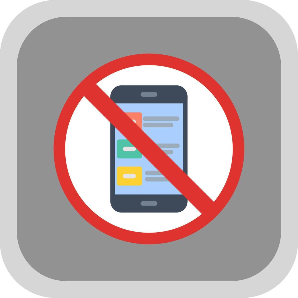 Prohibited Sign Flat round corner Icon Design vector